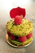 Macaron pistache framboises