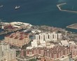 Buildings in Gibraltar zooming out to show town and ocean Buildings in Gibraltar zooming out to show town and ocean