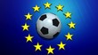 Rotating soccer ball on European Union flag