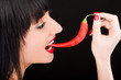 cute girl with chili pepper