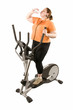 XXL-Model auf Hometrainer, Wassertrinken