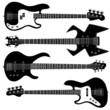 Bass guitars in detailed vector silhouette. Bass guitars in detailed vector silhouette.