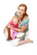 toddler drummingwith mother