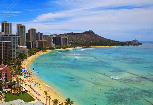 Photo: waikiki Beach and Diamond Head Crater in Hawaii waikiki Beach and Diamond Head Crater in Hawaii