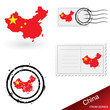 China map, stamps and postcard set from series