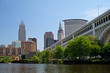 Downtown Cleveland Ohio with bridge view