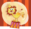 roleta: Vector Circus lion. Trained lion acts in circus show.