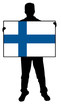 vector illustration of a  man holding a flag of finland