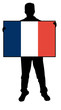 vector illustration of a  man holding a flag of france