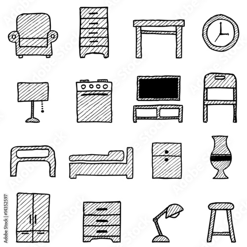 Furniture Design Video on Furniture Icon Set  Hand Drawing     Sabri Deniz Kizil  14352597