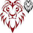 The vector sketch of a tattoo of a head of a lion
