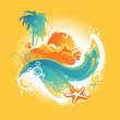 Tropical island in the sea, vector illustration Tropical island in the sea, vector illustration