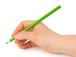 Green pencil in hand Green pencil in hand