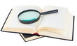 Books and magnifying glass Books and magnifying glass