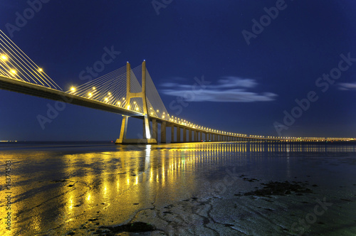 Photo: Vasco da Gama Bridge by night Vasco da Gama Bridge by night