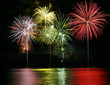 Colorful Fireworks over Lake