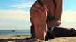 Video: Woman doing yoga stretches on the beach - HD Woman doing yoga stretches on the beach - HD