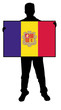 vector illustration of a man holding a flag of andorra
