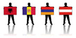 set 11 - vector illustration of a man holding a flag of albania