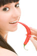 cute girl with chili pepper