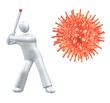 Illustration: Hit the virus with baseball bat - metaphor Hit the virus with baseball bat - metaphor