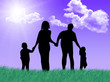 Famiglia felice a primavera