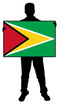 vector illustration of a man holding a flag of guyana