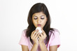 Teenage girl with tissue suffering with cold