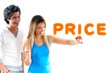 man and blond girl writing discount prices