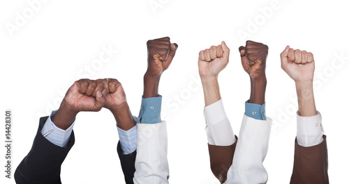 Photo: unity multiracial business hands unity multiracial business hands