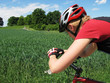 Young woman riding a mountain bike