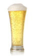 Glass of cold and fresh golden beer, over white background Glass of cold and fresh golden beer, over white background