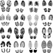 Vector illustration of various shoeprint traces
