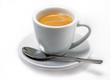 Cup of fresh brewed espresso with creama on top