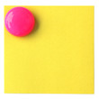magnet bouton rose sur post-it jaune
