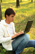 Internet chatting in park