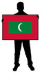 vector illustration of a man holding a flag of maledives