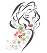 Silhouette of woman with flowers