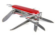 red swiss army knife isolated on white background