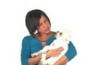 Beautiful Woman with a Dog says, "I wuff you."