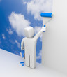 Person paint sky