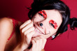 Photo: Minnie mouse make-up on a smiling girl Minnie mouse make-up on a smiling girl