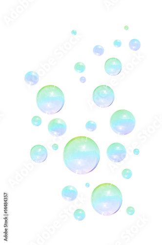Photo: Soap bubbles on white background Soap bubbles on white background