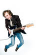 Young man playing electro guitar