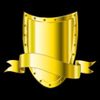 gold shield and flag