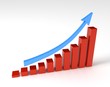 Business Graph with arrow showing profits and gains
