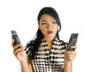 Asian lady doubt with phone