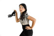 Asian lady with hells, escape concept shot