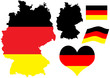 Vector illustration of Germany map with flag and heart