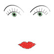visage femme yeux verts